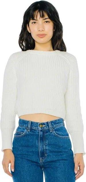 American Apparel Women's Cropped Fisherman Long Sleeve Pullover
