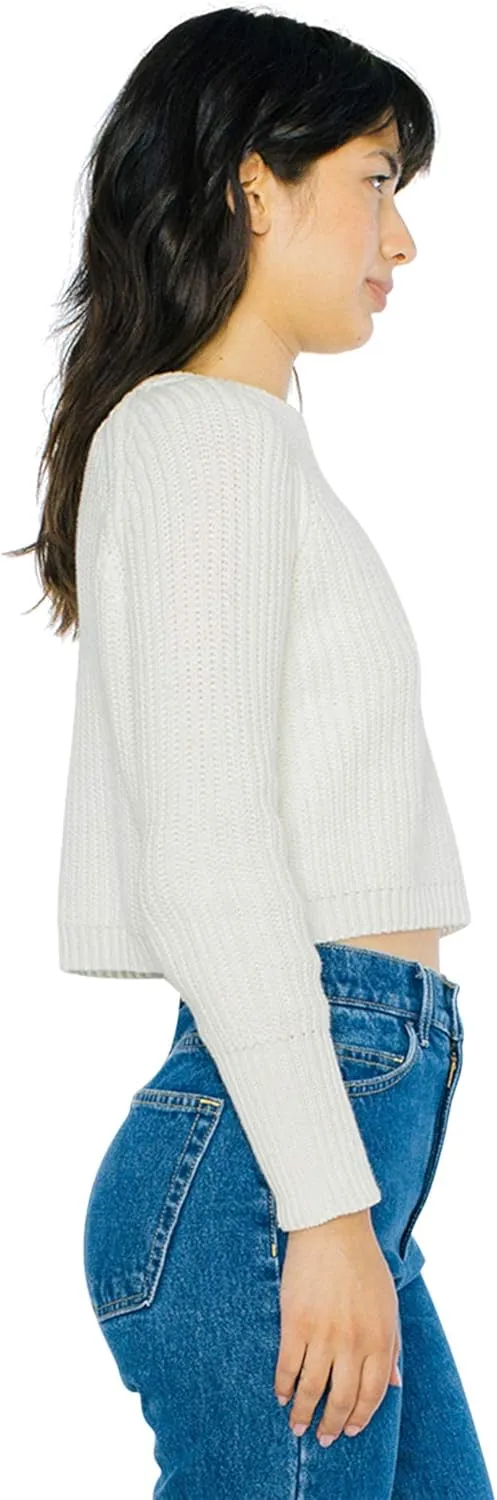 American Apparel Women's Cropped Fisherman Long Sleeve Pullover