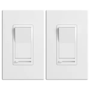 Amico 2 Pack Dimmer Light Switch, Single-Pole or 3-Way Compatible Slide Control Dimmer, Suitable for 150W LED Light/CFL/Incandescent and 600W Tungsten Bulb, Wall Plates and Screws Included, White