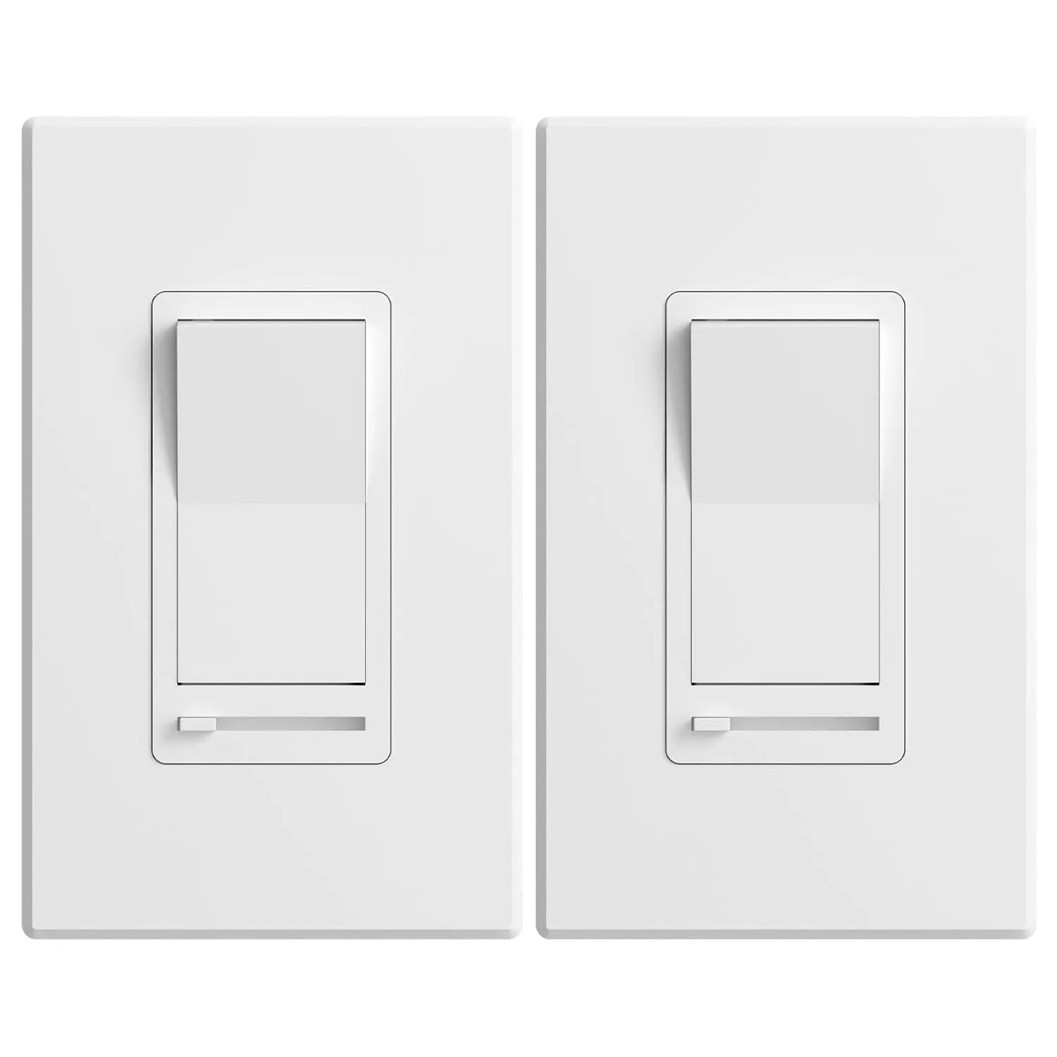 Amico 2 Pack Dimmer Light Switch, Single-Pole or 3-Way Compatible Slide Control Dimmer, Suitable for 150W LED Light/CFL/Incandescent and 600W Tungsten Bulb, Wall Plates and Screws Included, White