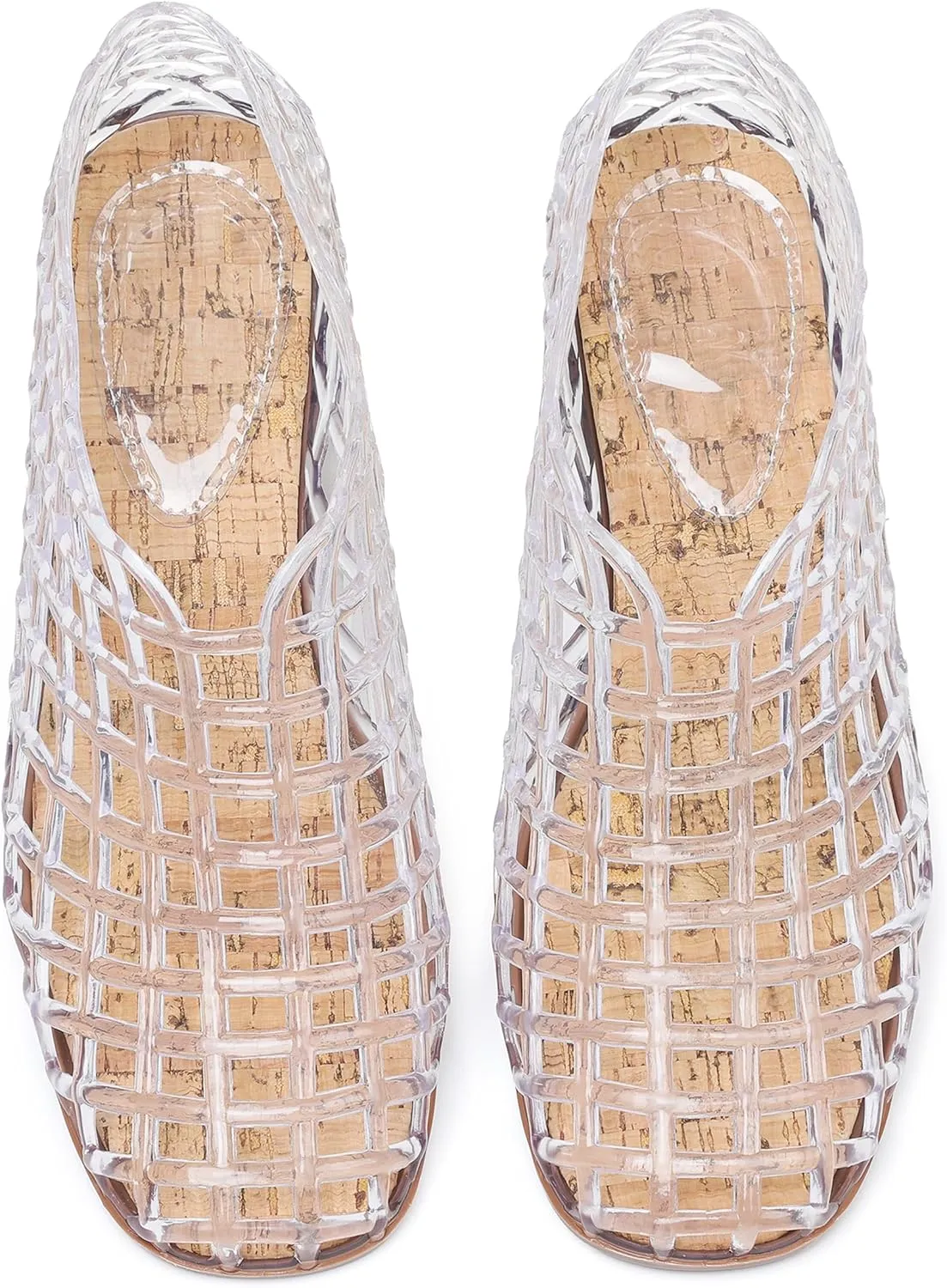AMINUGAL Mesh Ballet Flats Shoes for Women Dressy Comfortable Jelly Ballerina Flats for Women Hollow Jelly Flat Shoes for Women Clear Jelly Sandals for Women Summer Beach Slip-on Jelly Shoes Women