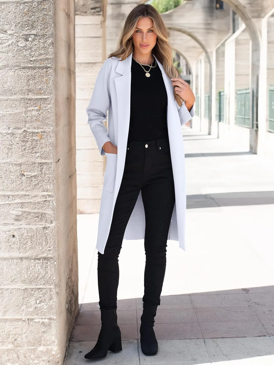 ANRABESS Women Cardigan Sweater Jackets Open Front Thick Knit Oversized Blazer Coatigan 2025 Fall Winter Long Coats Outwear