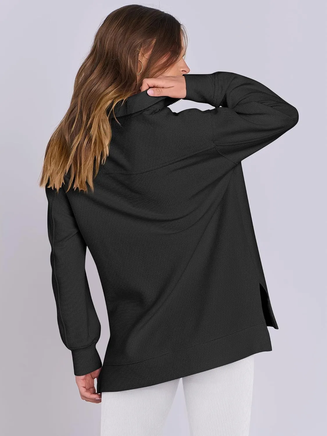 ANRABESS Women Oversized High Neck Half Zip Knit Sweatshirts Quarter Zip Pullover Sweater 2025 Fall Outfits