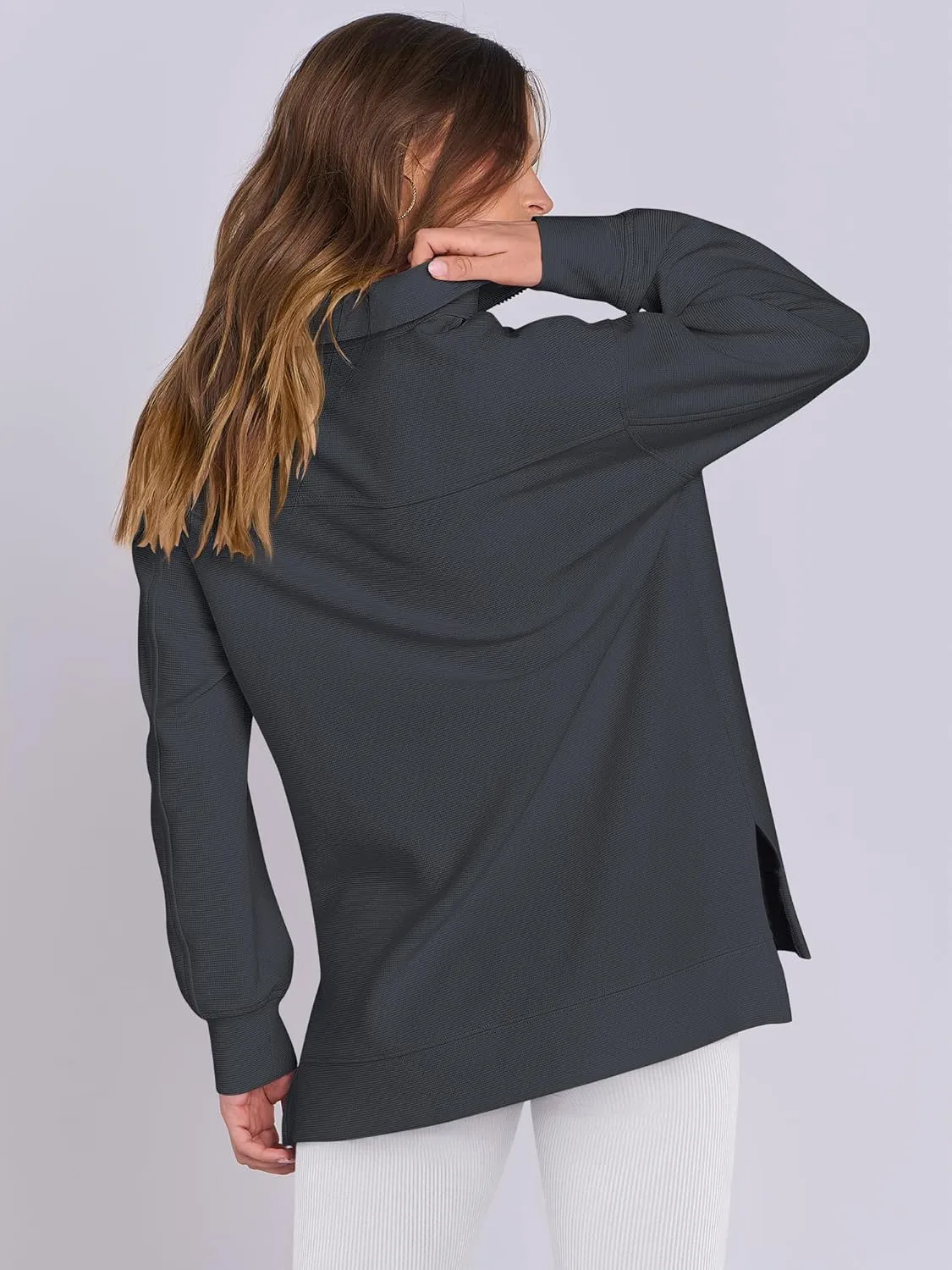 ANRABESS Women Oversized High Neck Half Zip Knit Sweatshirts Quarter Zip Pullover Sweater 2025 Fall Outfits