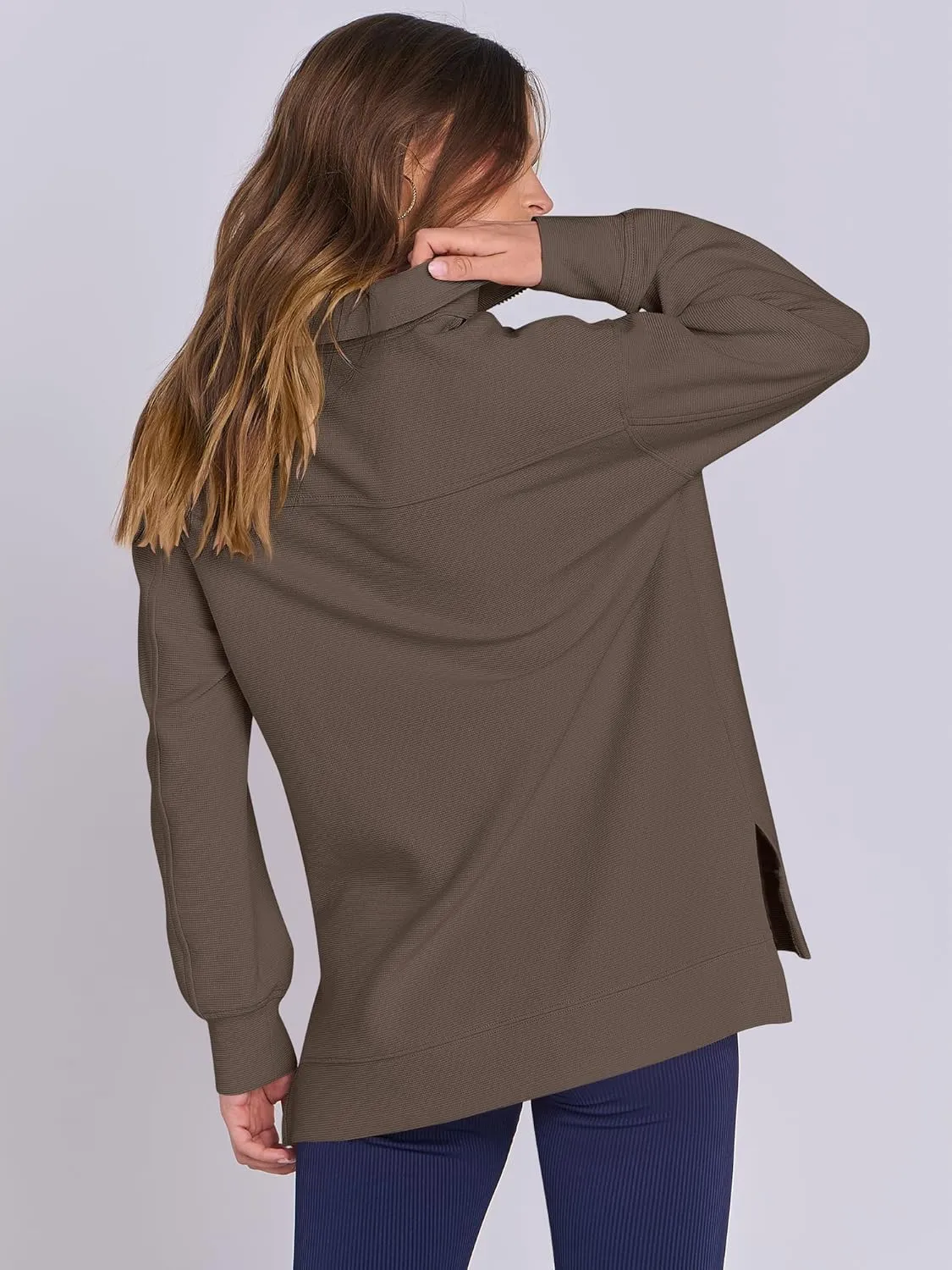 ANRABESS Women Oversized High Neck Half Zip Knit Sweatshirts Quarter Zip Pullover Sweater 2025 Fall Outfits