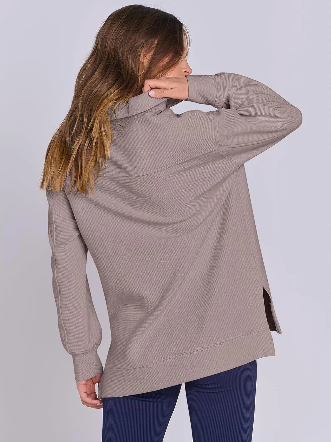 ANRABESS Women Oversized High Neck Half Zip Knit Sweatshirts Quarter Zip Pullover Sweater 2025 Fall Outfits