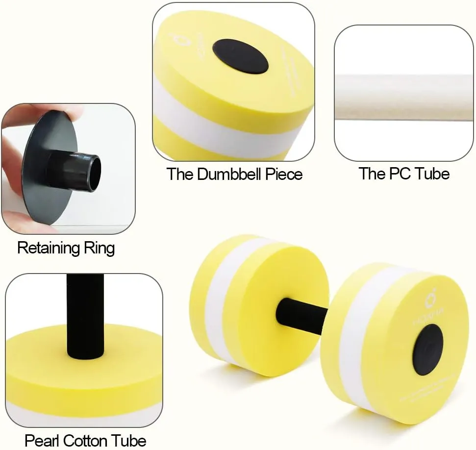 Aquatic Exercise Dumbell Set of 2 - Water Aerobic Exercise Foam Dumbbells Pool Resistance Fitness Equipment for Weight Loss