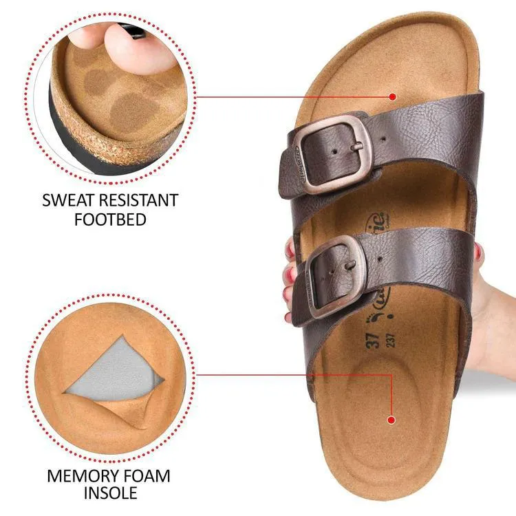 ARETE BROWN WOMEN’S SLIDE SANDALS - BY AEROTHOTIC