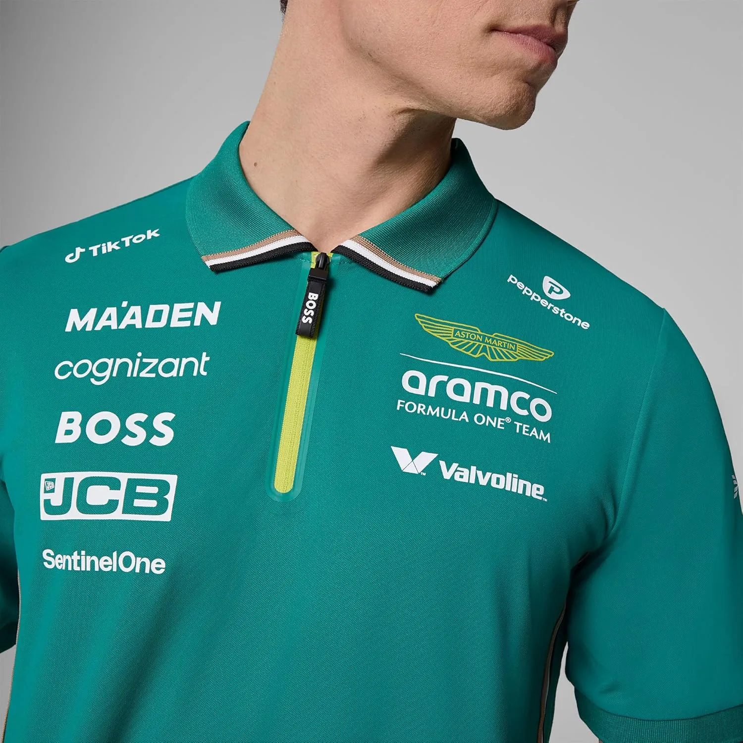 Aston Martin F1 2025 Men's Team Polo Green