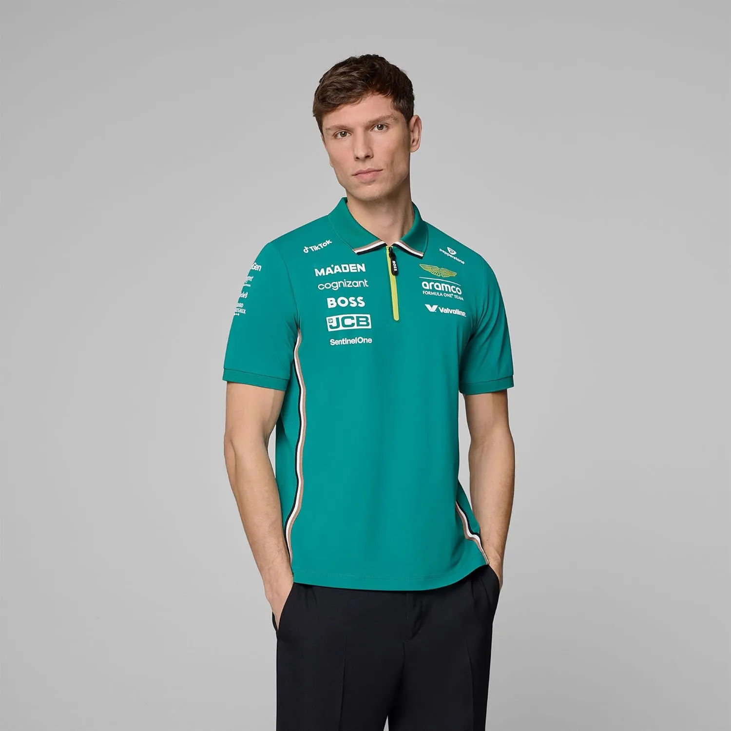 Aston Martin F1 2025 Men's Team Polo Green