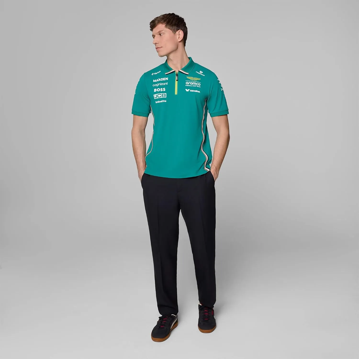 Aston Martin F1 2025 Men's Team Polo Green