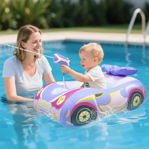 Automatic Water Gun with Baby Pool Float, Inflatable Car Toddler Pool Swimming Float, Pool Toys for 1-4 Years Old Girls Boys Kids Purple-1pack