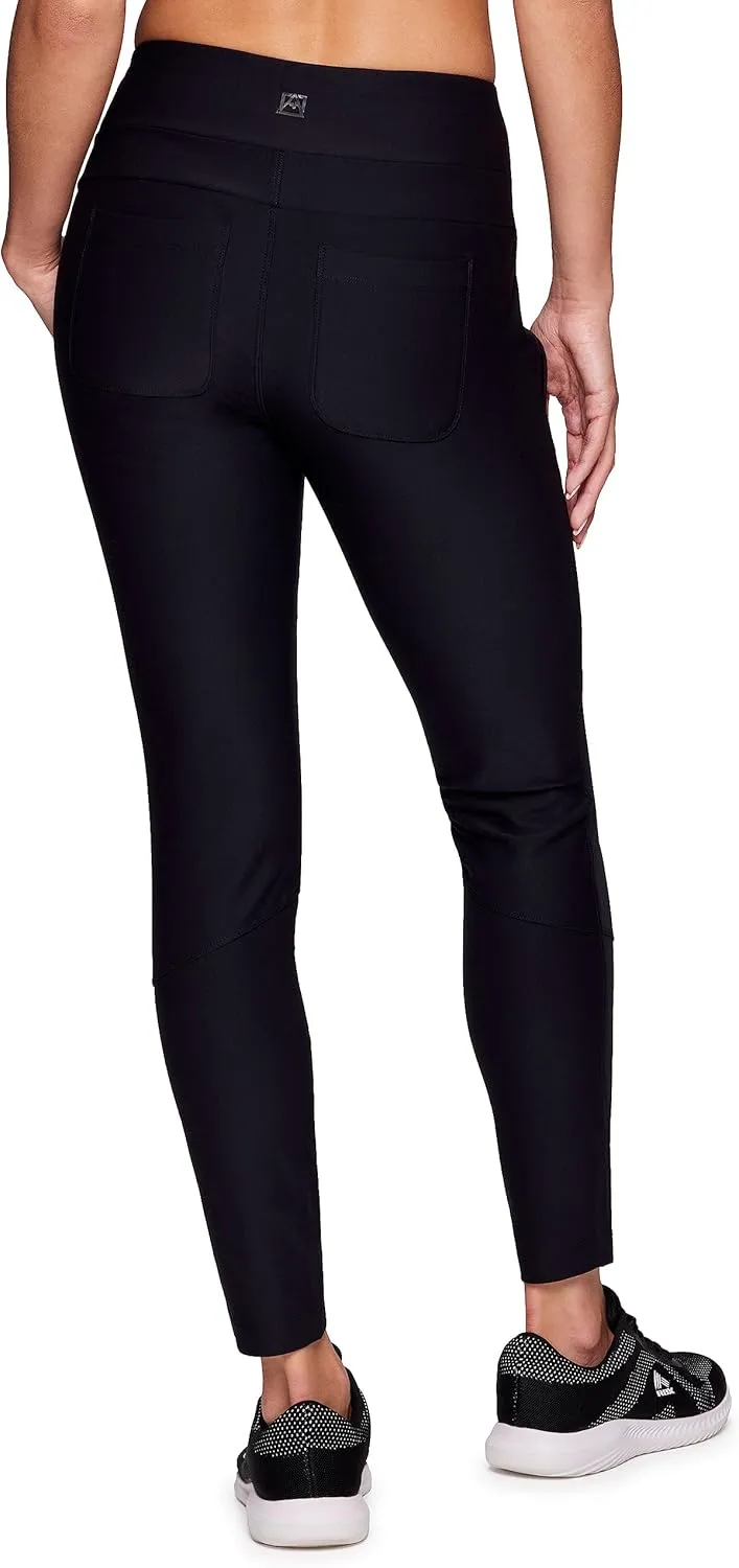 Avalanche Women's Combo Stretch Woven Front Knit Slim Fit Pant with Pockets