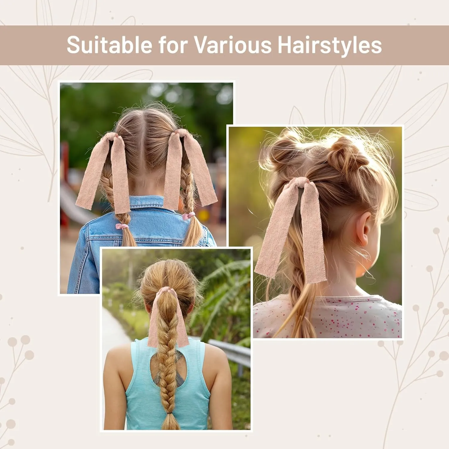 Avery Ribbed Knit Long Tail Scrunchie - Ballet Slipper | Soft Ribbed Fabric with Flowing Tails | Perfect for Ponytails & Buns | Stylish Everyday Accessory