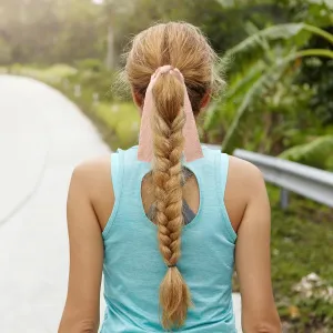 Avery Ribbed Knit Long Tail Scrunchie - Ballet Slipper | Soft Ribbed Fabric with Flowing Tails | Perfect for Ponytails & Buns | Stylish Everyday Accessory