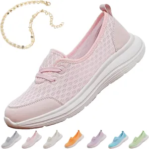Azdealy Orthopedic Shoes, Women's Soft Sole Mesh Comfort Orthopedic Shoes, Casual Slip on Low-top Flat Walking Shoes (Pink, Adult, Women, 7, Numeric Range, US Footwear Size System, 7.5, Medium)