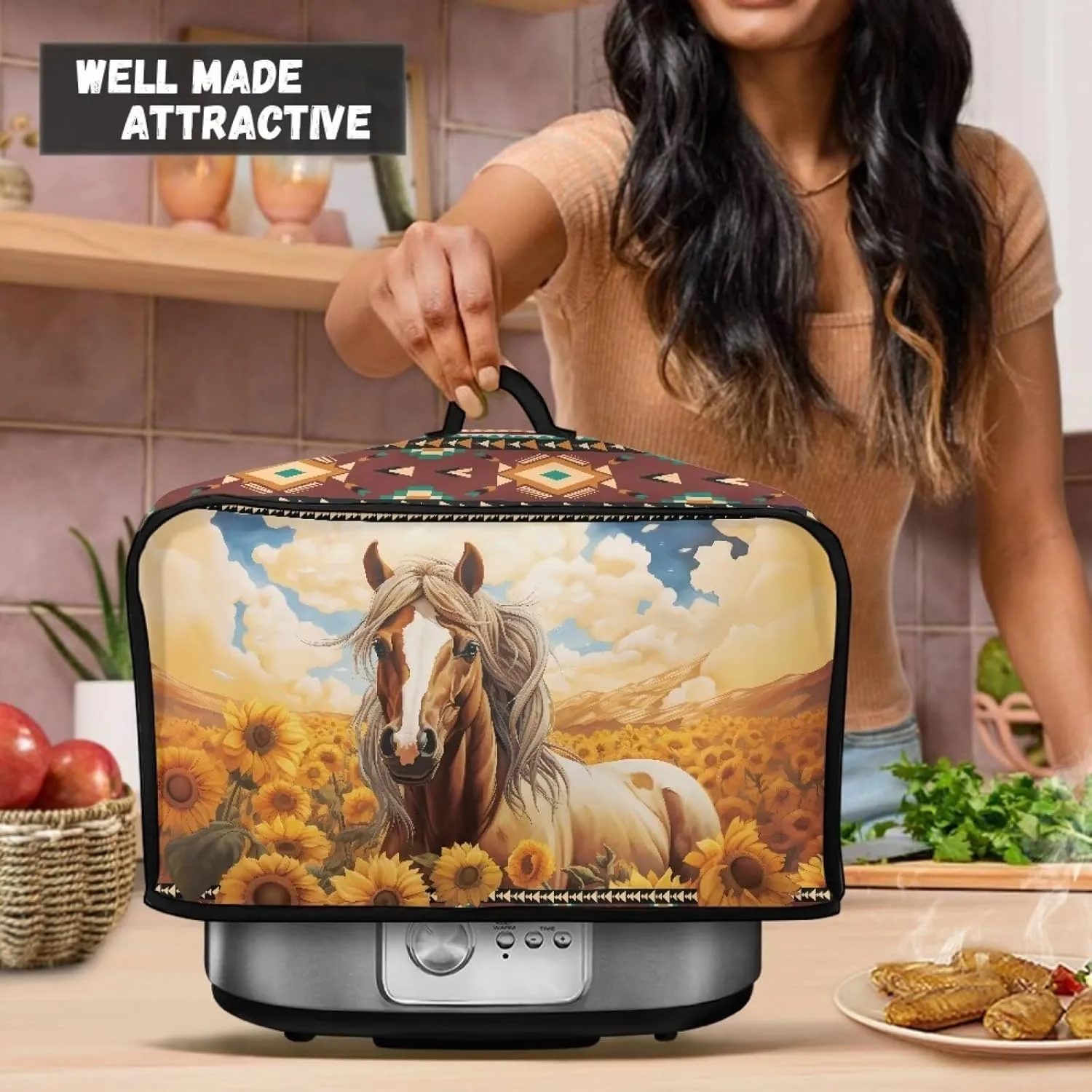 Aztec Slow Cooker Dust Cover Horse Sunflower Small Appliance Covers Southwestern Navajo Blender Cover Dust Cover Keep Appliance Clean