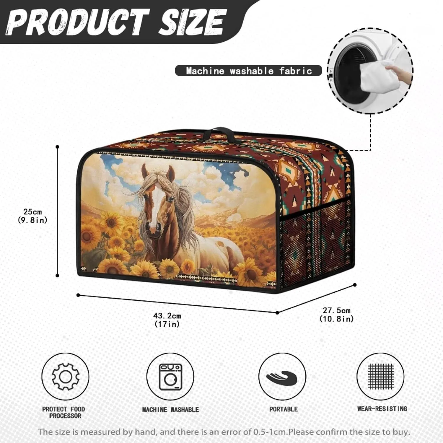 Aztec Slow Cooker Dust Cover Horse Sunflower Small Appliance Covers Southwestern Navajo Blender Cover Dust Cover Keep Appliance Clean