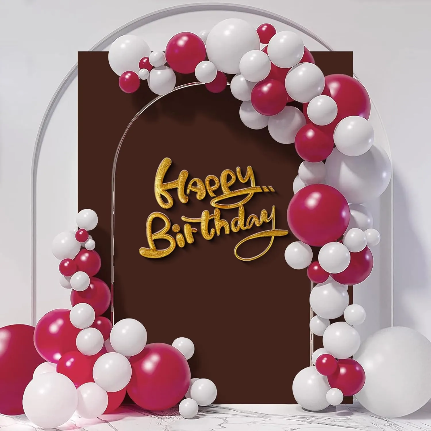 Babenest Wedding Arch Backdrop Cover, 6.6x6.6FT Brown Two-Sided Spandex Cover for Square Metal Arch Stand, Fitted Balloon Arch Cover for Party Ceremony Birthday Baby Shower Anniversary Decoration