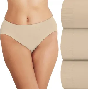Bali Women's Seamless Underwear Pack, Comfort Revolution Seamless Hi-Cut Panties, No-Show Underwear for Women, 3-Pack