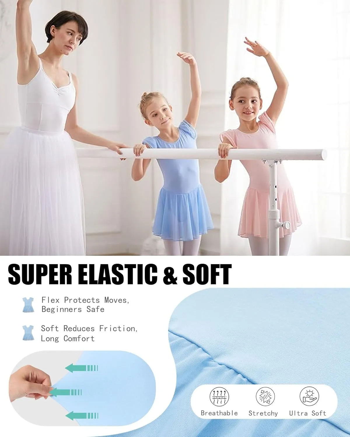 Ballet Leotards for Girls Ballet Dress Toddler Dance Leotard Short Sleeve and Criss-Cross Back, 2T-11Y