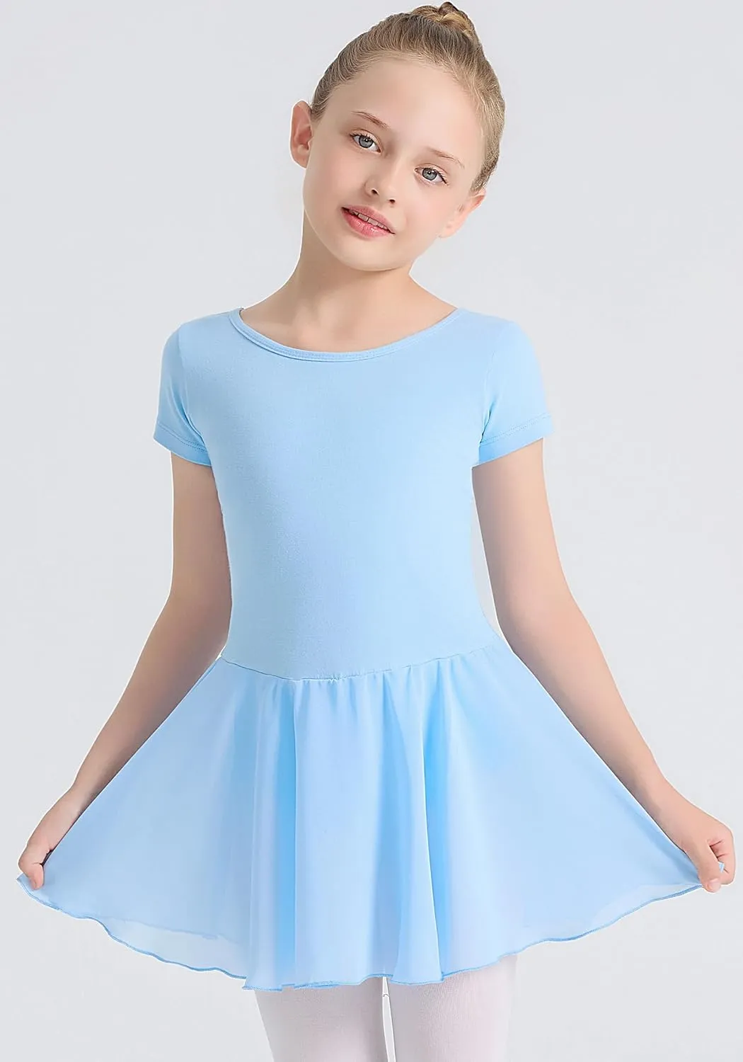 Ballet Leotards for Girls Ballet Dress Toddler Dance Leotard Short Sleeve and Criss-Cross Back, 2T-11Y