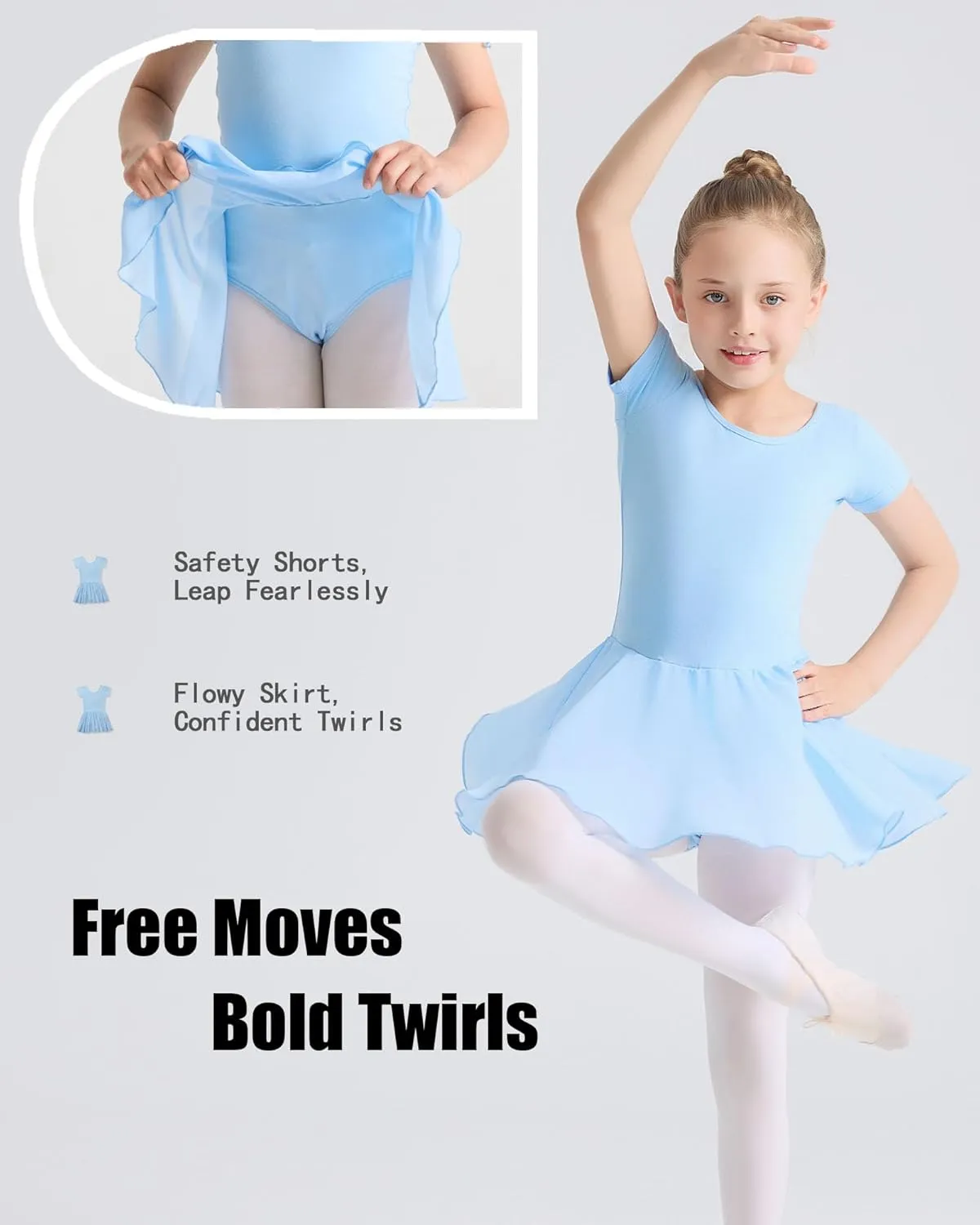 Ballet Leotards for Girls Ballet Dress Toddler Dance Leotard Short Sleeve and Criss-Cross Back, 2T-11Y