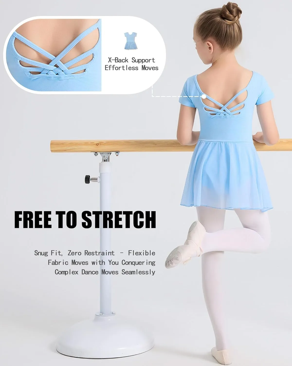 Ballet Leotards for Girls Ballet Dress Toddler Dance Leotard Short Sleeve and Criss-Cross Back, 2T-11Y