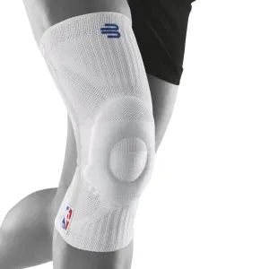 Bauerfeind Sports Knee Support NBA - Officially Licensed Basketball Brace with Medical Compression - Sleeve Design with Omega Gel Pad for Pain Relief & Stabilization (White, XXL)