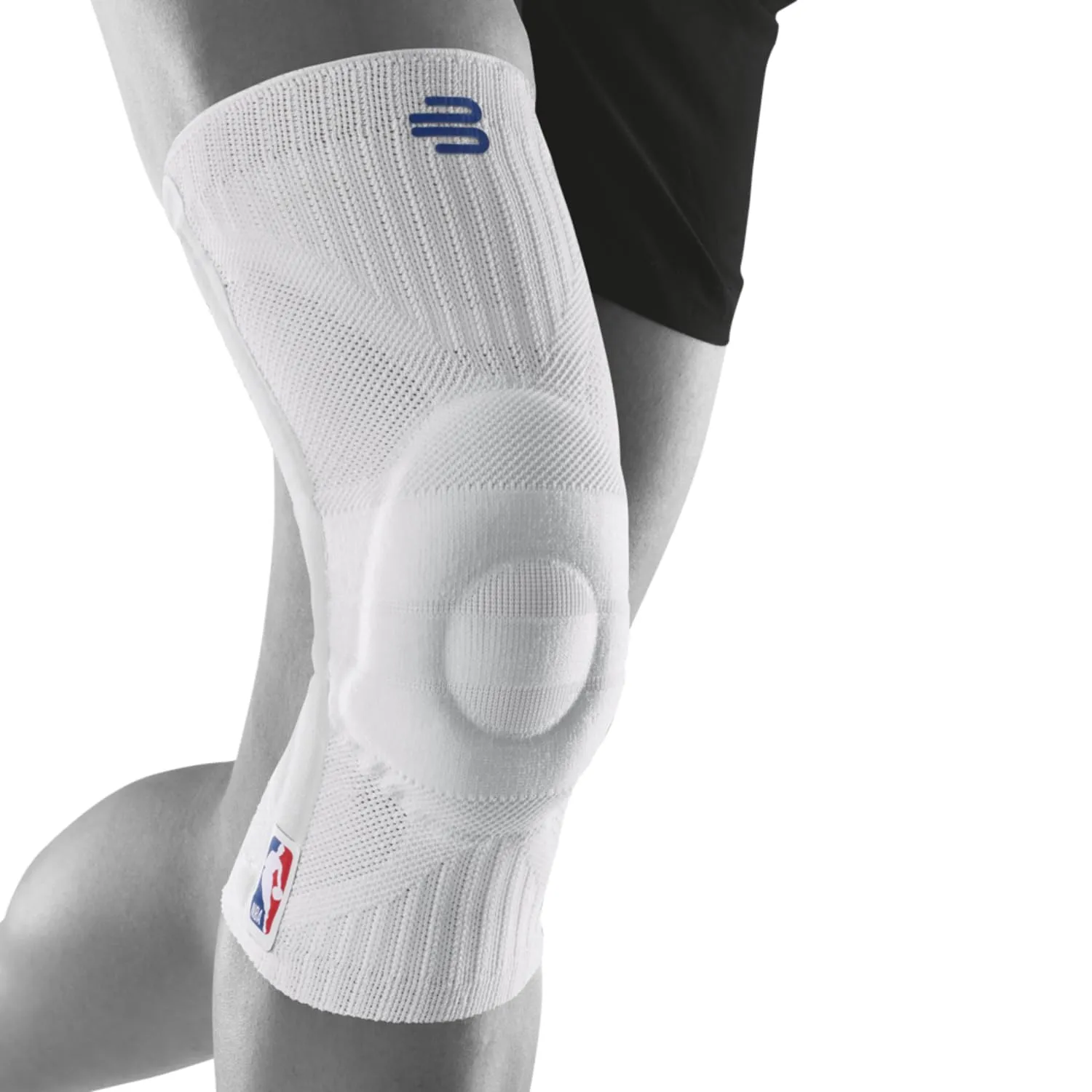 Bauerfeind Sports Knee Support NBA - Officially Licensed Basketball Brace with Medical Compression - Sleeve Design with Omega Gel Pad for Pain Relief & Stabilization (White, XXL)