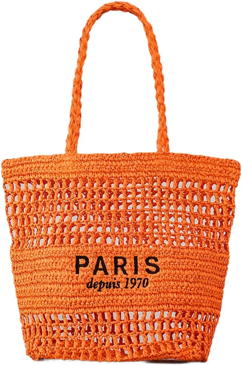 Beach Woven Crochet Bag for Women Straw Hobo Mesh Tote Knit Bags, for Daily Picnic Summer Holiday Travel Vacation