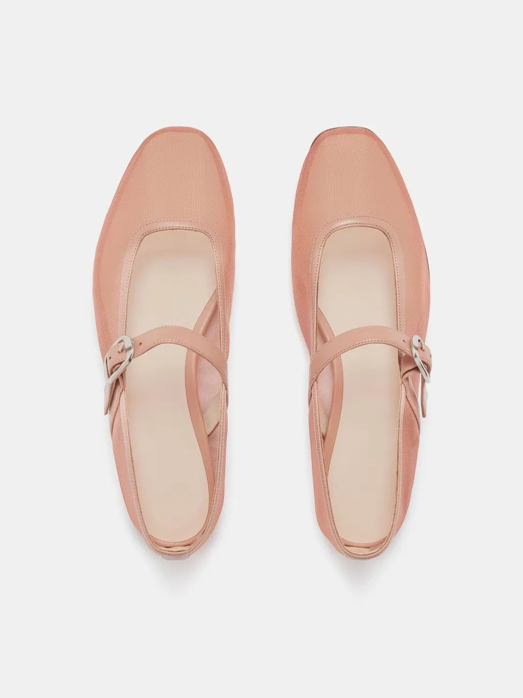 Beauty Cry Mary Janes Ballet Flats for Women Mesh Clear Tulle Ballerina Flat Shoes
