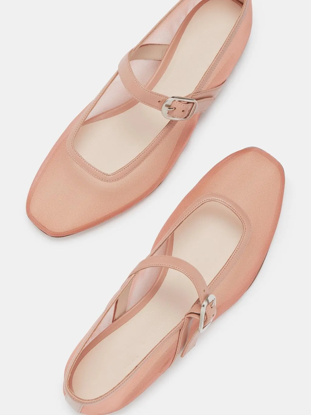Beauty Cry Mary Janes Ballet Flats for Women Mesh Clear Tulle Ballerina Flat Shoes