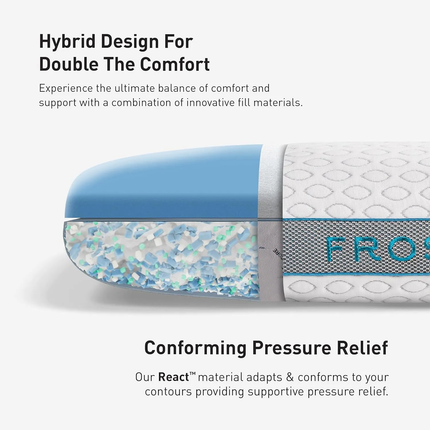 Bedgear Frost King Performance Pillow - Size 2.0 - Cooling Bed Pillow for Hot Sleepers - Medium Pillow for All Sleep Positions, Hypoallergenic, Washable & Removable Cover - 20" W x 36" L x 5.75"