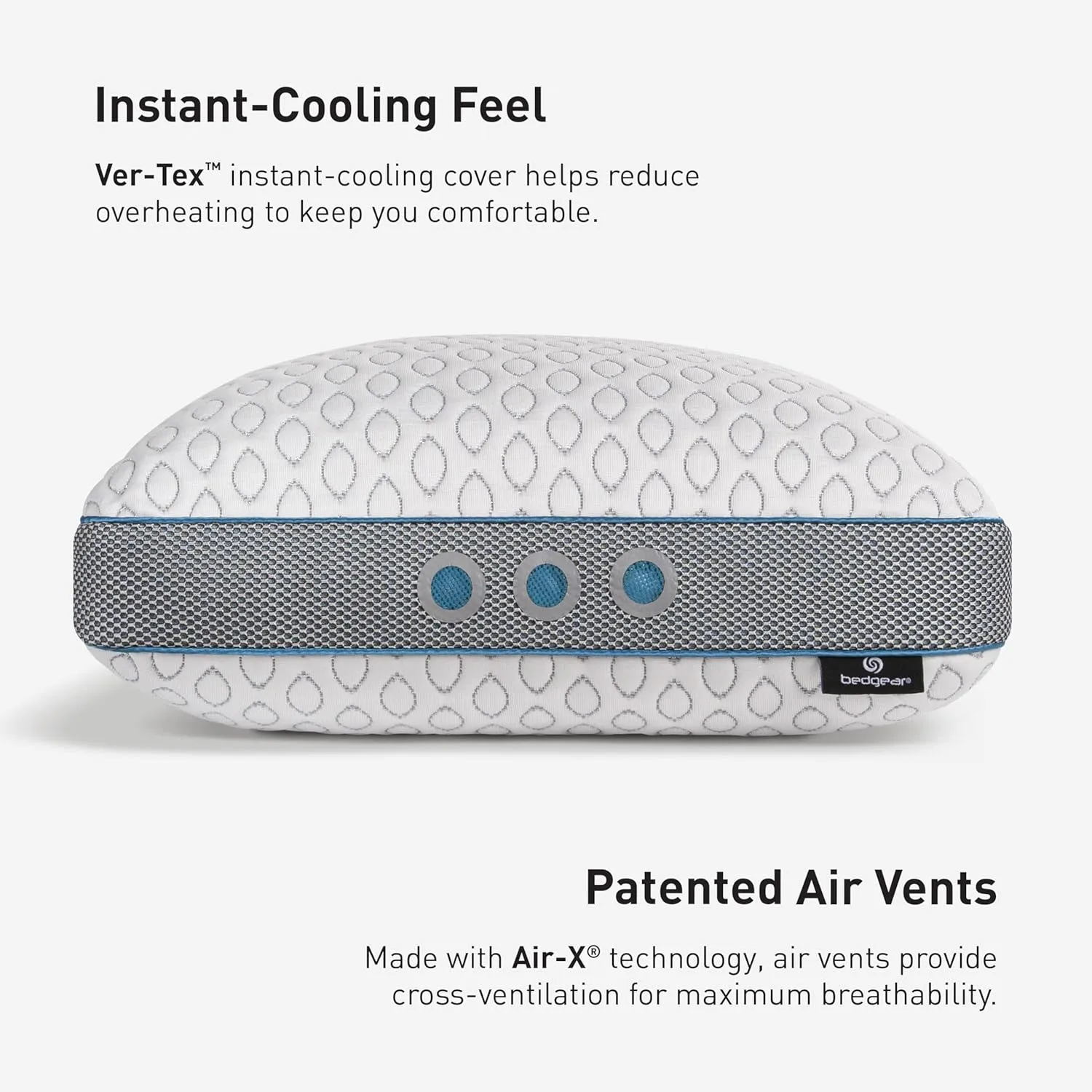 Bedgear Frost King Performance Pillow - Size 2.0 - Cooling Bed Pillow for Hot Sleepers - Medium Pillow for All Sleep Positions, Hypoallergenic, Washable & Removable Cover - 20" W x 36" L x 5.75"