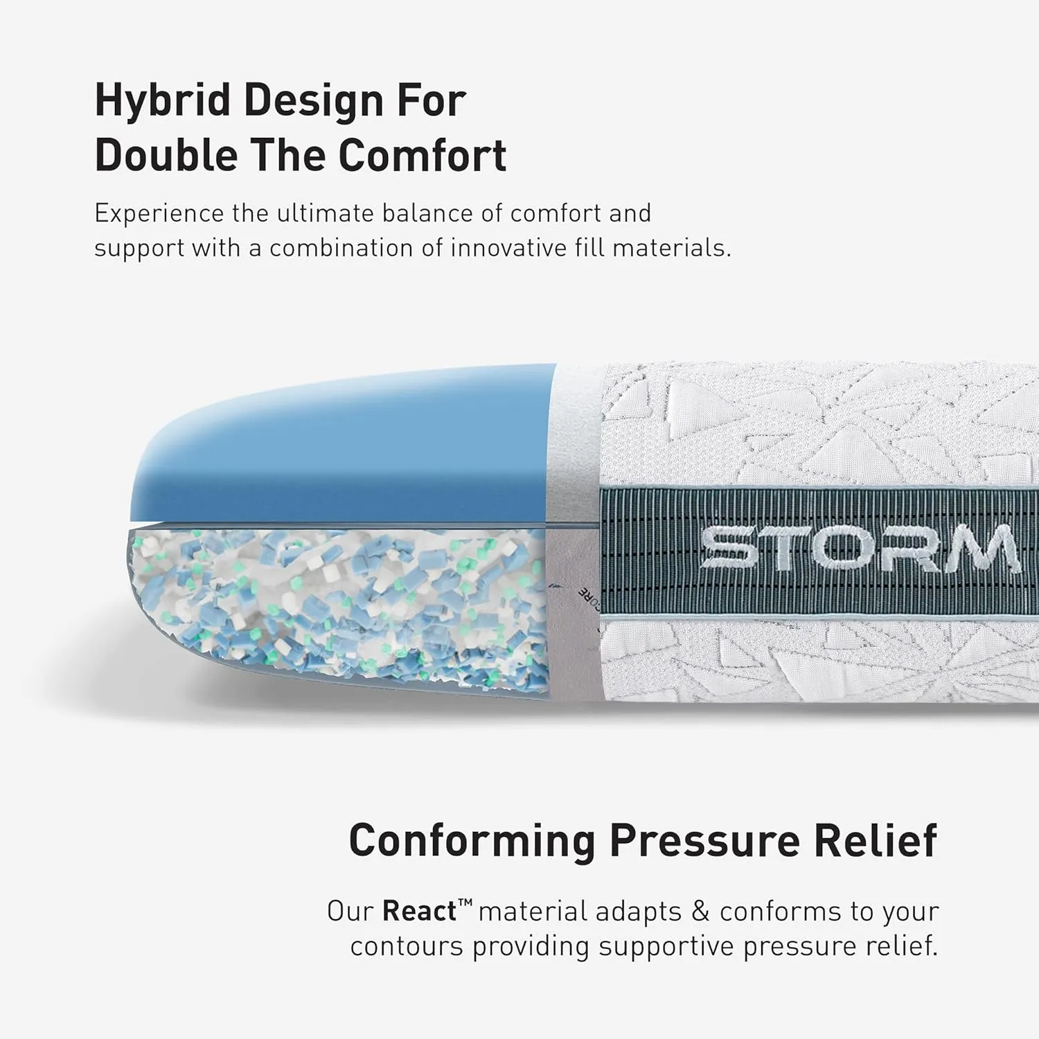Bedgear Storm Performance Pillow – 2.0 - Cooling Bed Pillow for Hot Sleepers - Medium Firmness Pillow for All Sleep Positions, Washable & Removable Cover - 20" W x 26" L x 5.75" H