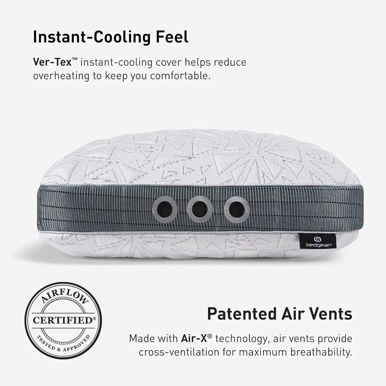 Bedgear Storm Performance Pillow – 2.0 - Cooling Bed Pillow for Hot Sleepers - Medium Firmness Pillow for All Sleep Positions, Washable & Removable Cover - 20" W x 26" L x 5.75" H