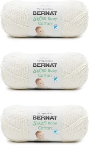 Bernat Softee Baby Cotton Cotton Yarn - 3 Pack of 120g/4.25oz - Blend - 3 DK (Light) - 254 Yards - Knitting/Crochet