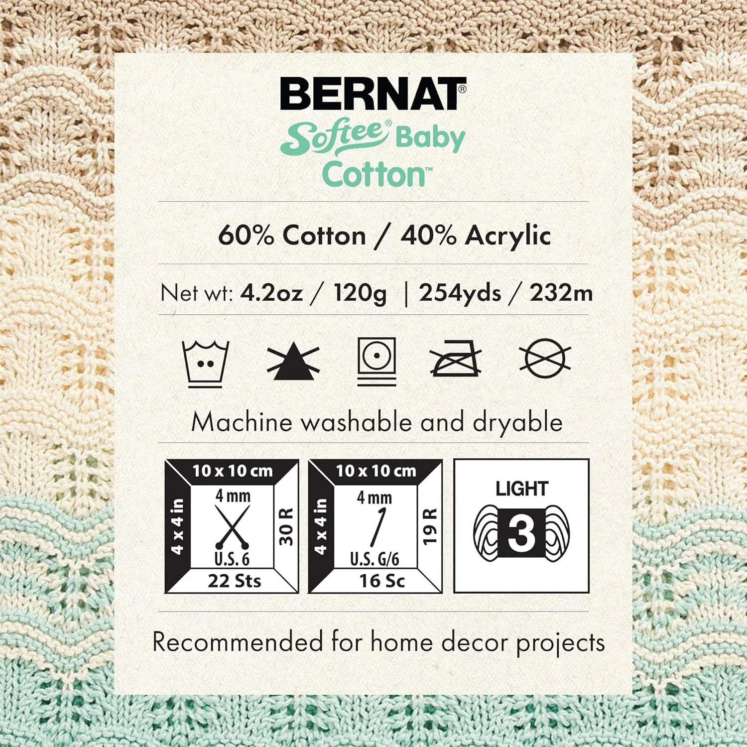 Bernat Softee Baby Cotton Dusk Sky Yarn - 3 Pack of 120g/4.25oz - Blend - 3 DK (Light) - 254 Yards - Knitting/Crochet