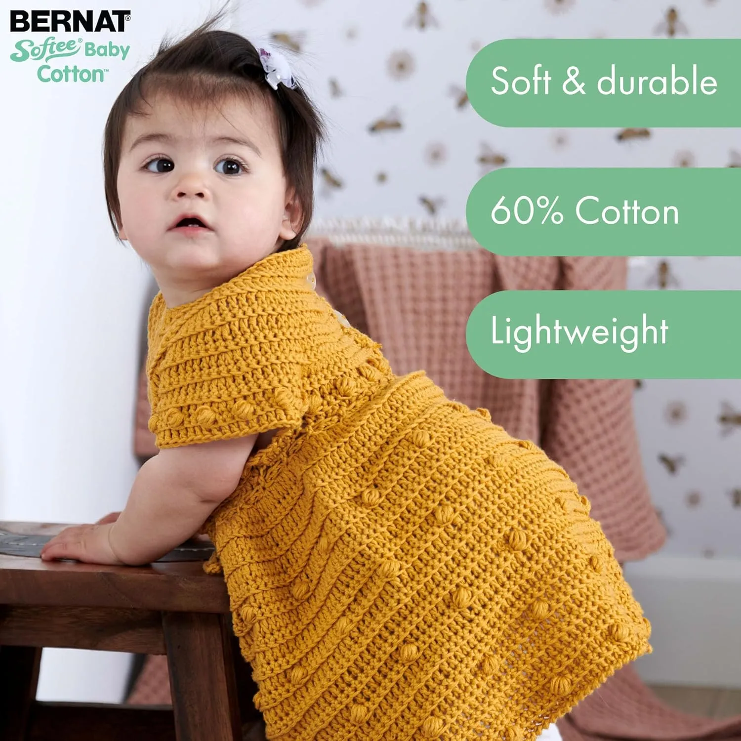 Bernat Softee Baby Cotton Dusk Sky Yarn - 3 Pack of 120g/4.25oz - Blend - 3 DK (Light) - 254 Yards - Knitting/Crochet