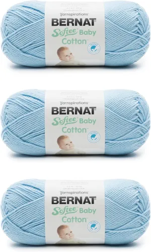 Bernat Softee Baby Cotton Dusk Sky Yarn - 3 Pack of 120g/4.25oz - Blend - 3 DK (Light) - 254 Yards - Knitting/Crochet