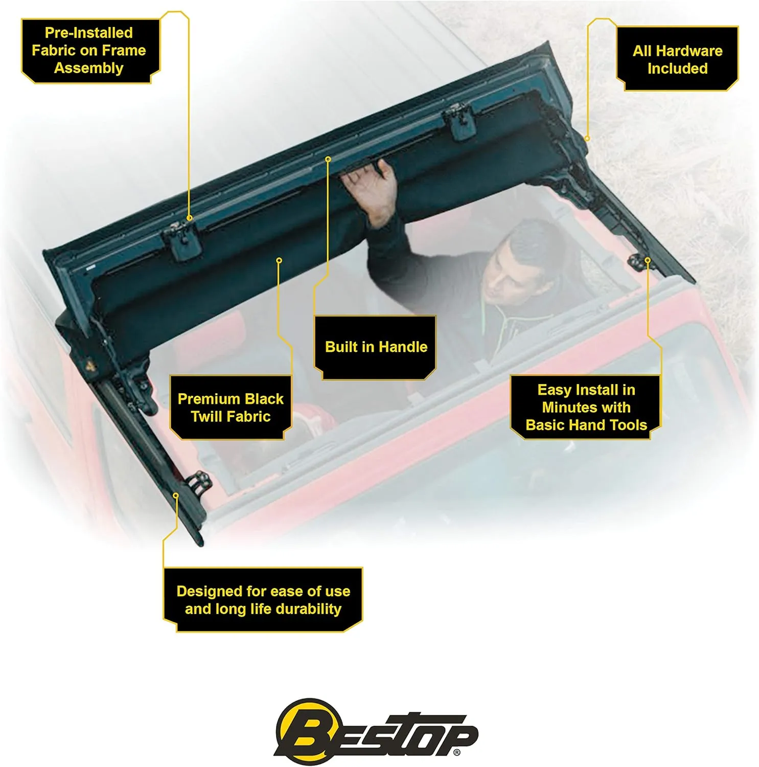 Bestop 5245335 Sunrider for Hardtop for 2007-2018 Wrangler JK 2-Door & Unlimited