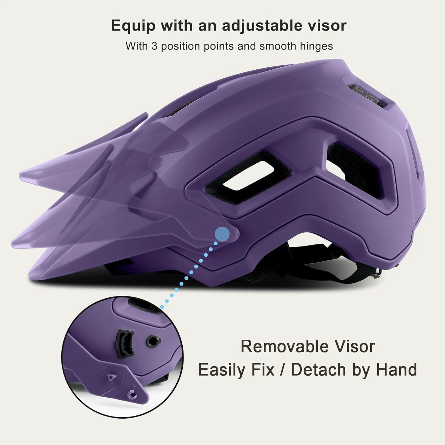 Bike Helmet for Adult & Youth, Lightweight MTB Helmet with Adjustable Visor for Mountain/Road Cycling, 2 Sizes for Men Women Boys Girls
