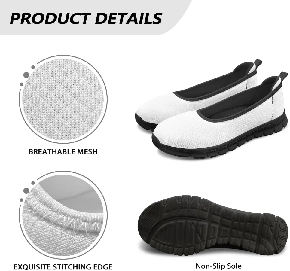 Binienty Women's Wide Toe Box Flats Slip on Dress Walking Comfort Shoe Breatheble Knit Ballet Flat for Women Outdoor