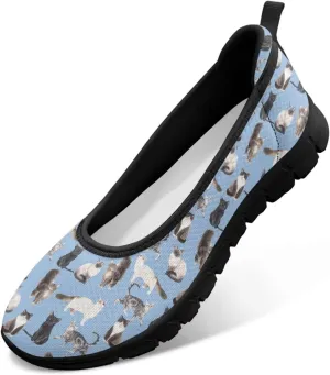 Binienty Women's Wide Toe Box Flats Slip on Dress Walking Comfort Shoe Breatheble Knit Ballet Flat for Women Outdoor