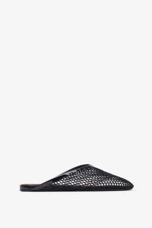 Black mesh flat Mules