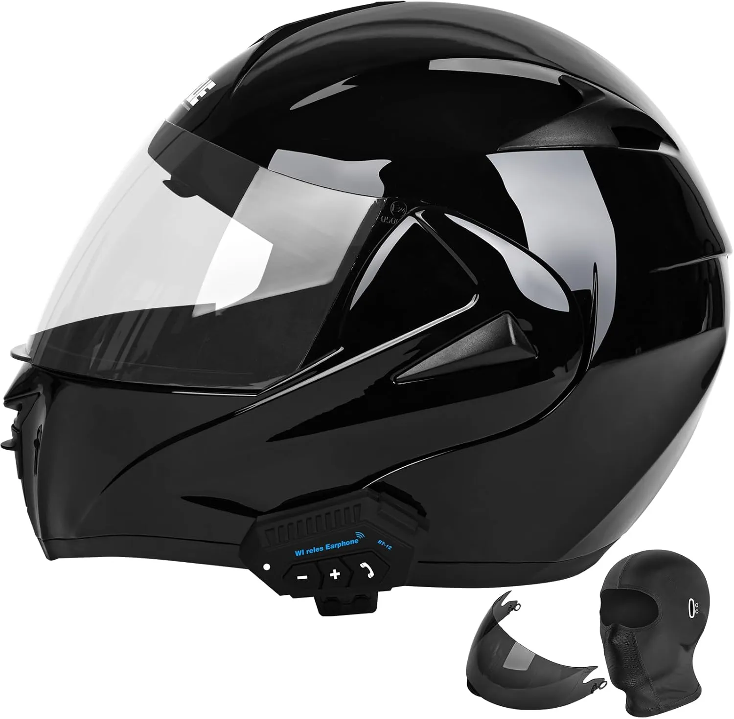 Bluetooth Modular Motorcycle Helmet DOT/ECE Approved Full Face Flip up Anti-Fog Double Visor Helmet Built-in Dual Speaker with Microphone for Adult Men and Women