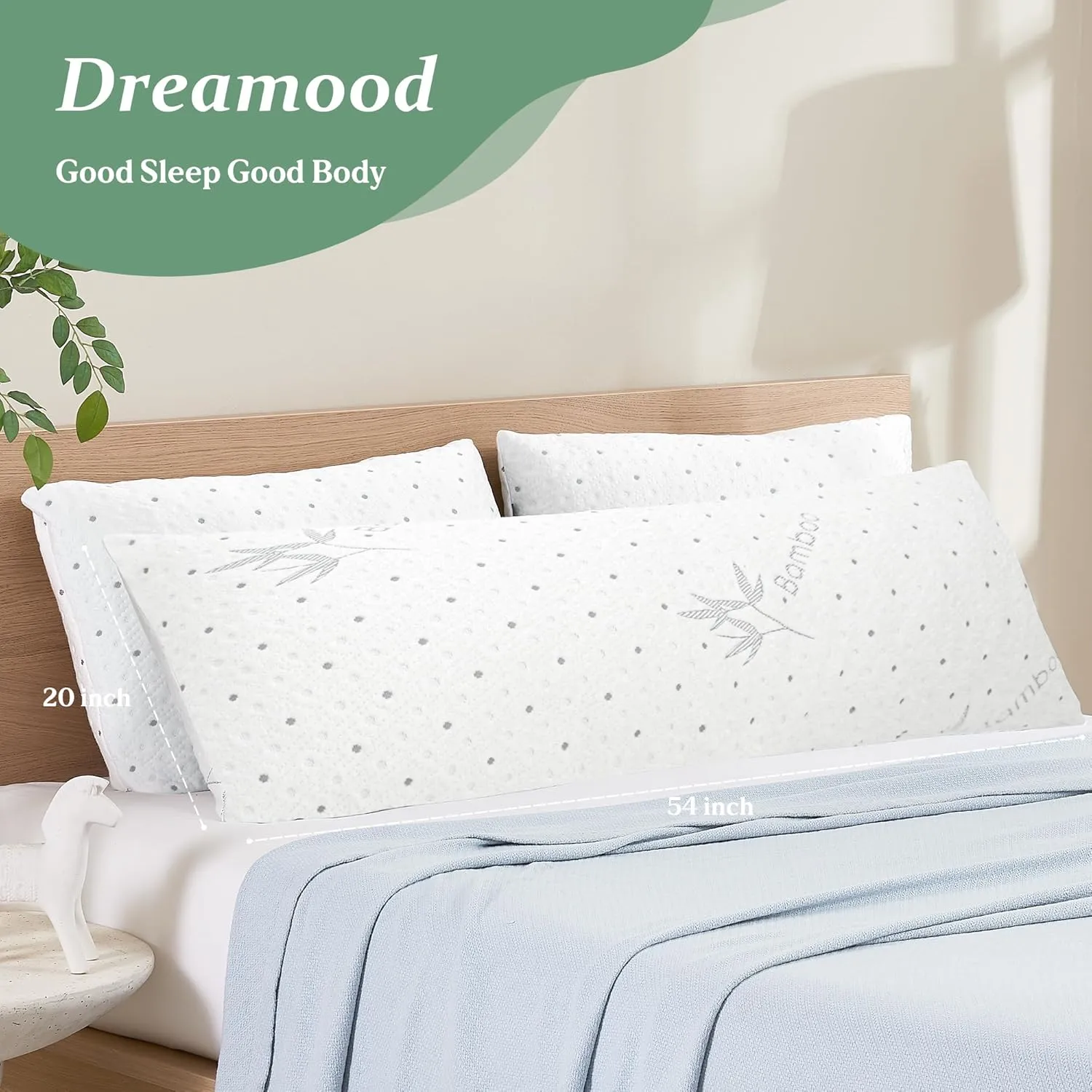 Body Pillow Firmer 3200g 100% Shredded Memory Foam Body Pillows for Adults Side Sleeper Pregnancy Full Body Pillow 20x54 inch Adjustable with Washable Viscose Made from Bamboo Cover