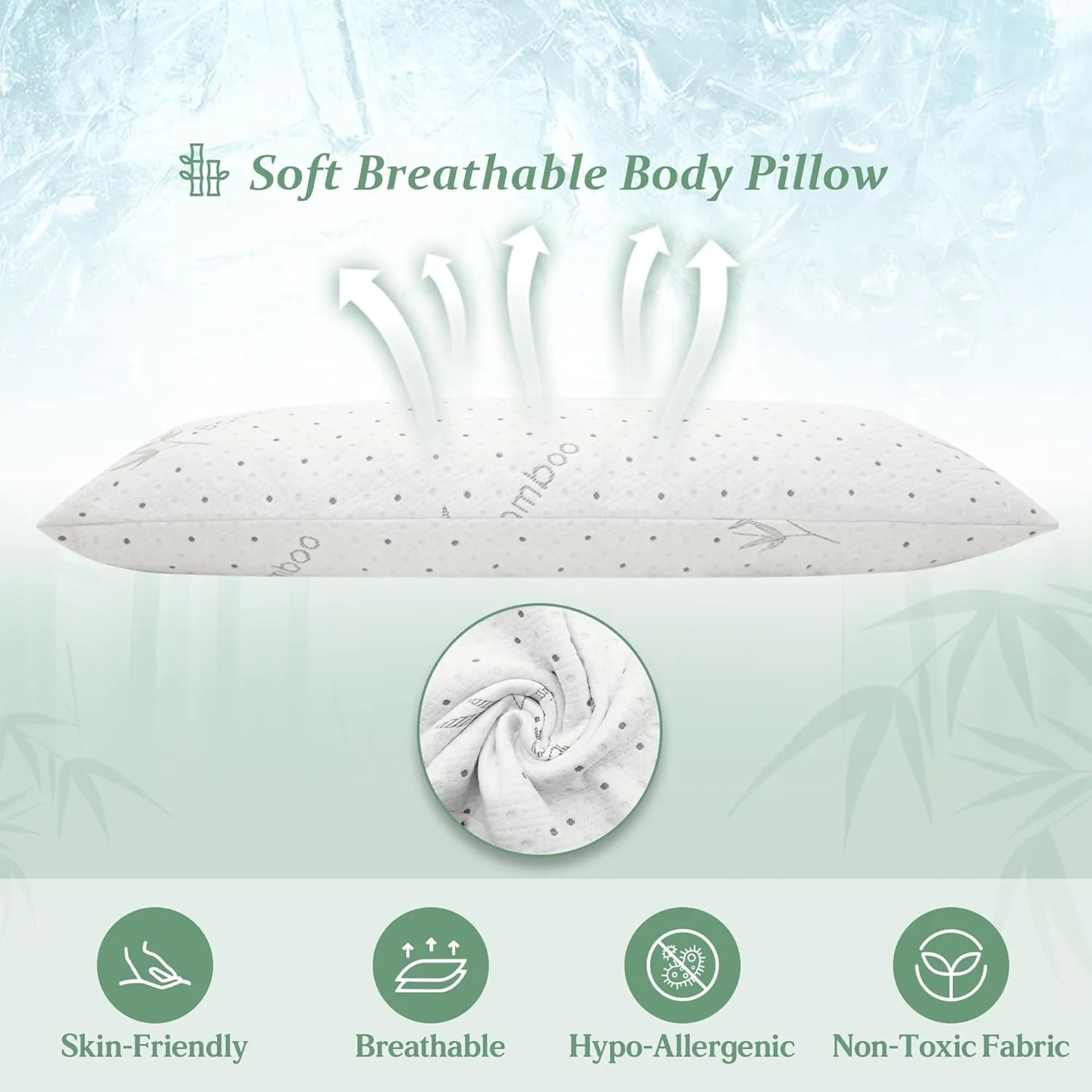 Body Pillow Firmer 3200g 100% Shredded Memory Foam Body Pillows for Adults Side Sleeper Pregnancy Full Body Pillow 20x54 inch Adjustable with Washable Viscose Made from Bamboo Cover