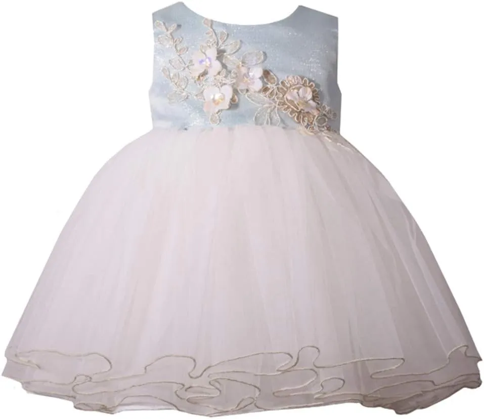 Bonnie Jean Toddler Girl's Blue Dress, Ballerina Special Occasion Formal Jacquard Dress
